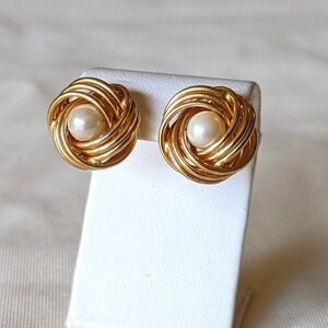 Large 14k Knotted Gold Pear Earrings 5.22g